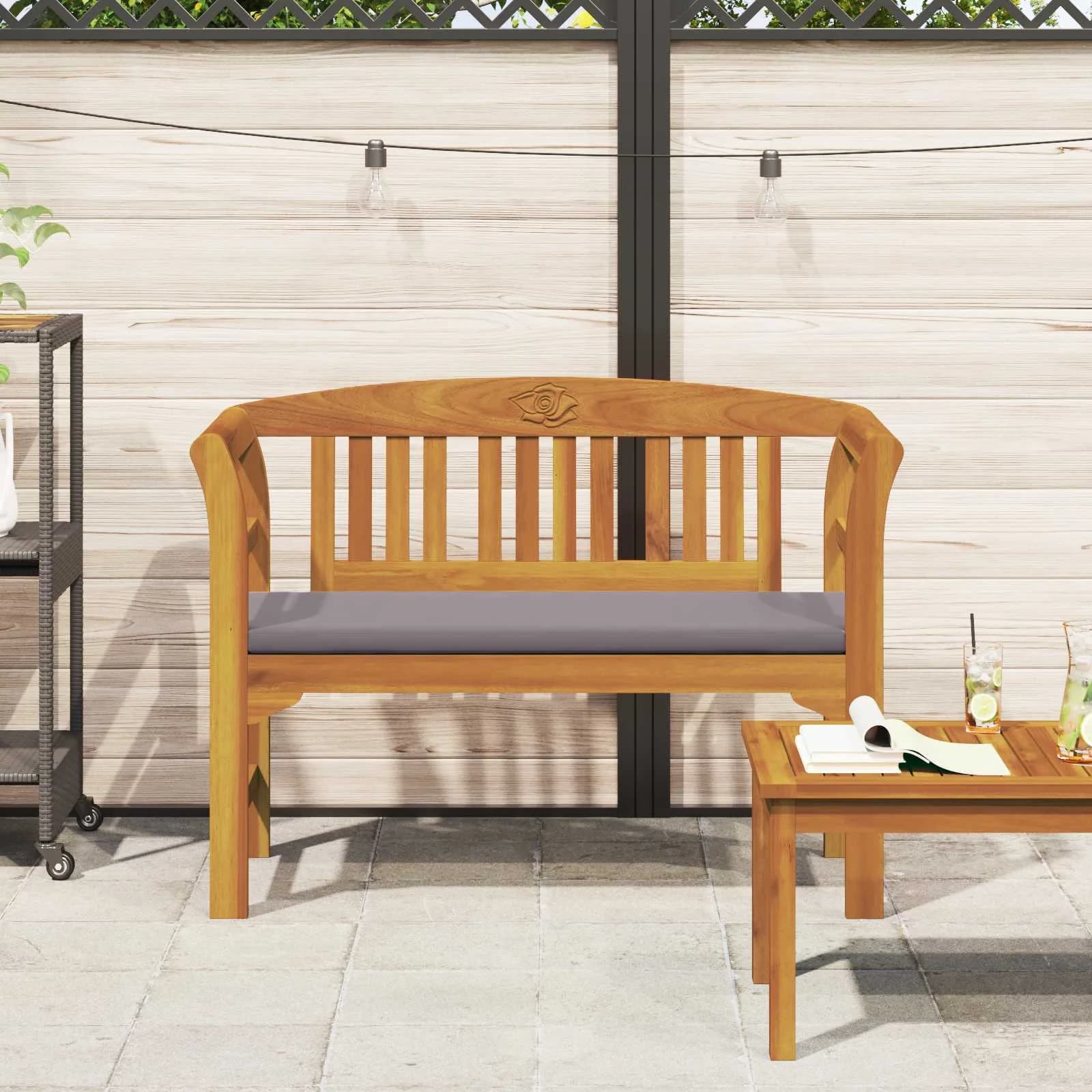 Klop s rozami Naravna 114 x 46 x 82,5 cm Masiven les akacije - slika 3