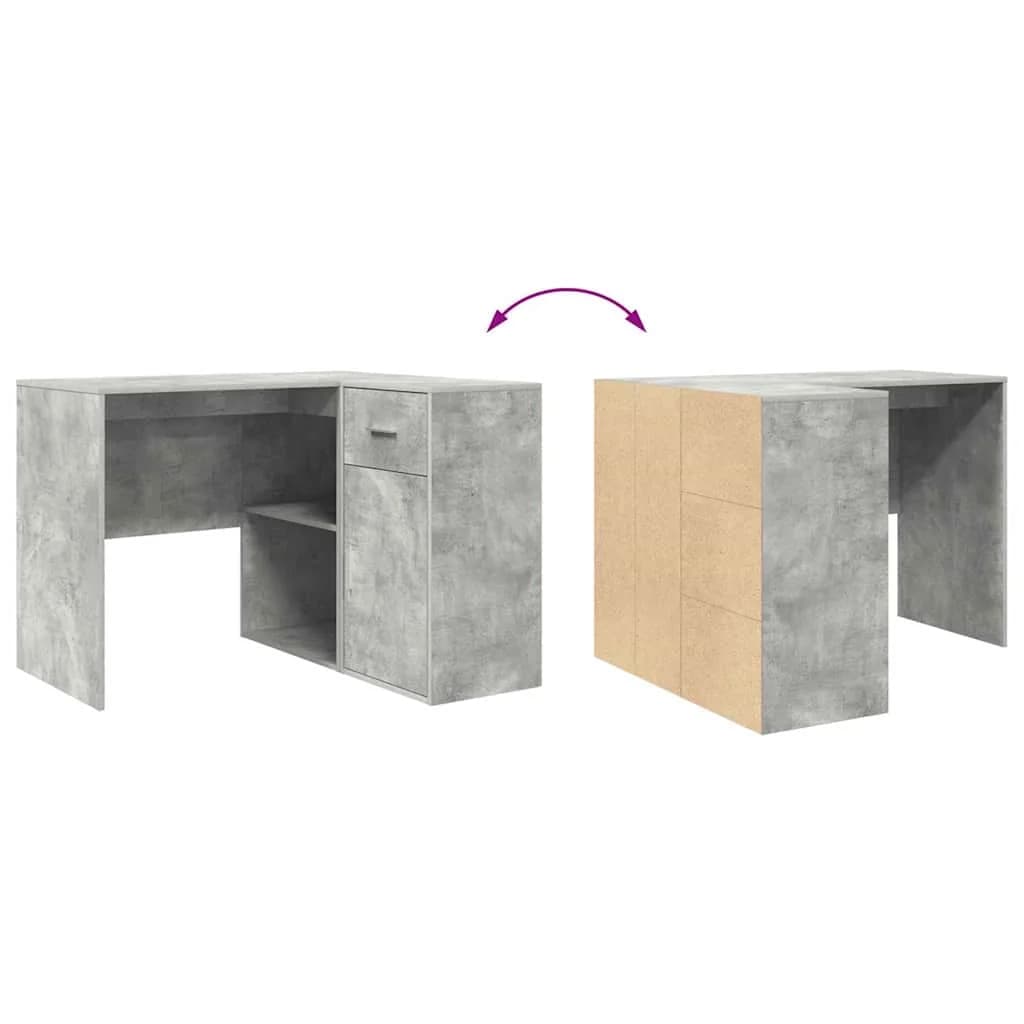 Kotniška miza s predalom Betonsko siva 102 x 88 x 75 cm - slika 11