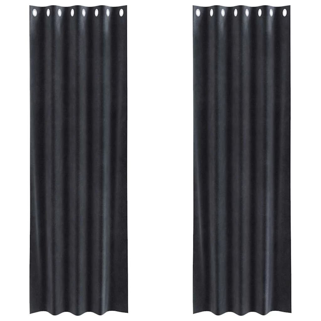 Zatemnitvene zavese 2 kos Temno siva 140 x 225 cm Žamet - slika 2