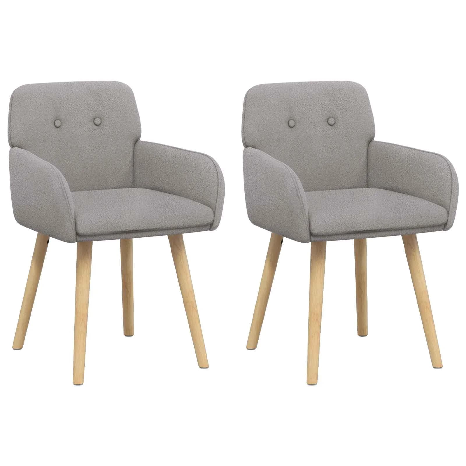 Jedilni stoli 2 kos Bouclé Svetlo siva 59 x 57 x 85 cm - slika 2