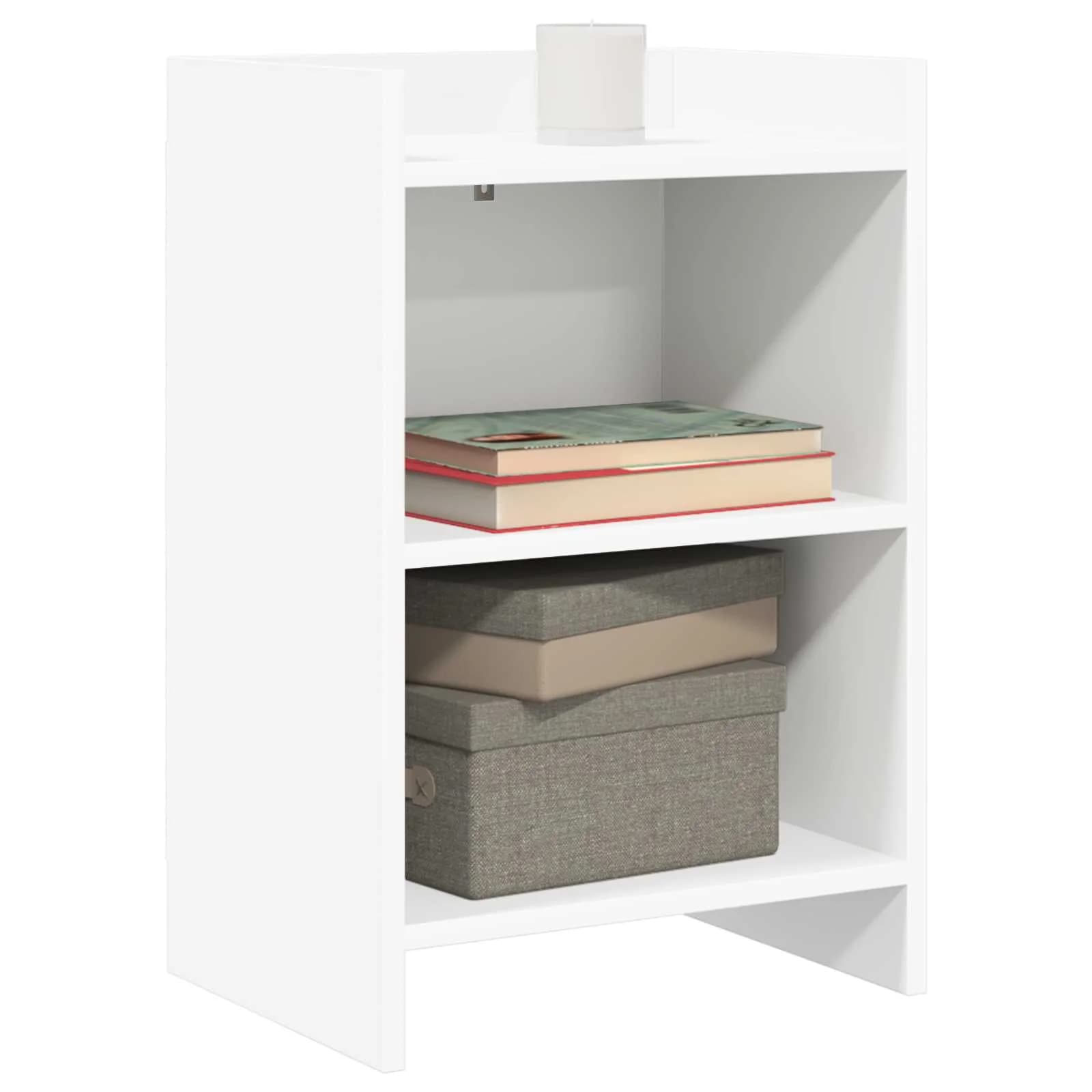 Posteljne mize 2 kos Bela 40 x 30 x 60 cm Inženirski les - slika 2