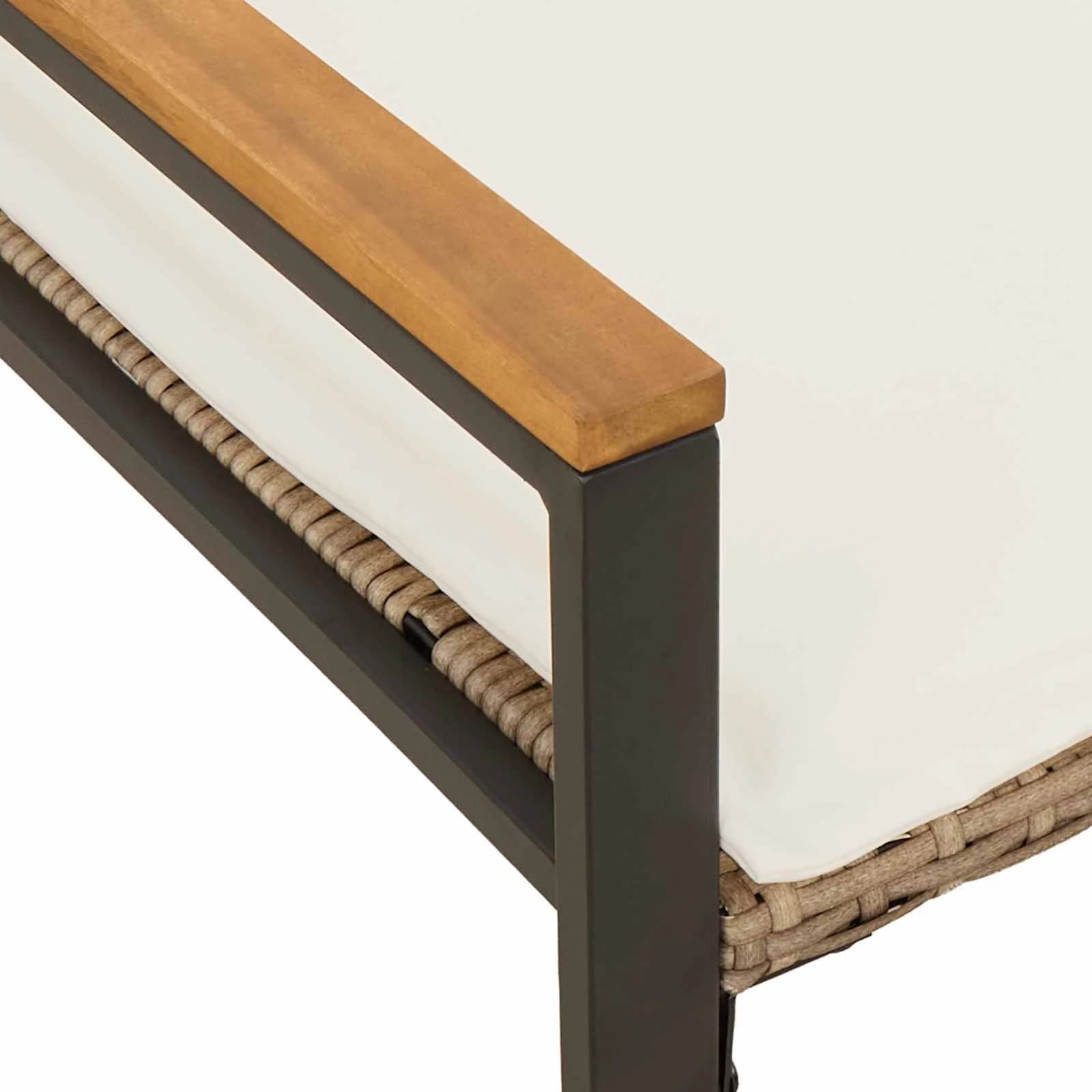 klop z blazino Bež in smetanasto bela 115 x 65 x 72 cm Ratan - slika 10
