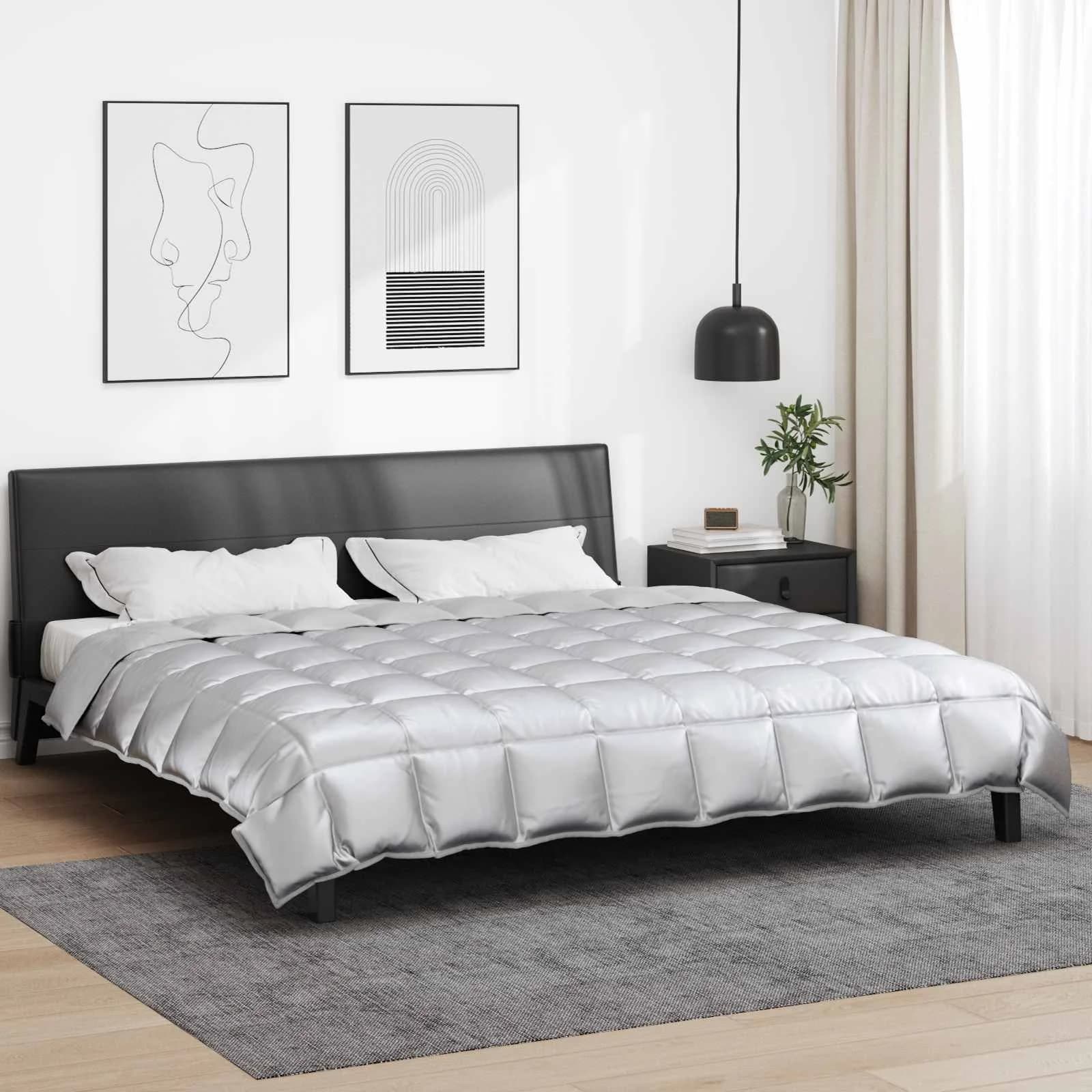 Zimska posteljnina srebrna 240 x 260 cm Satin in mikrovlakna
