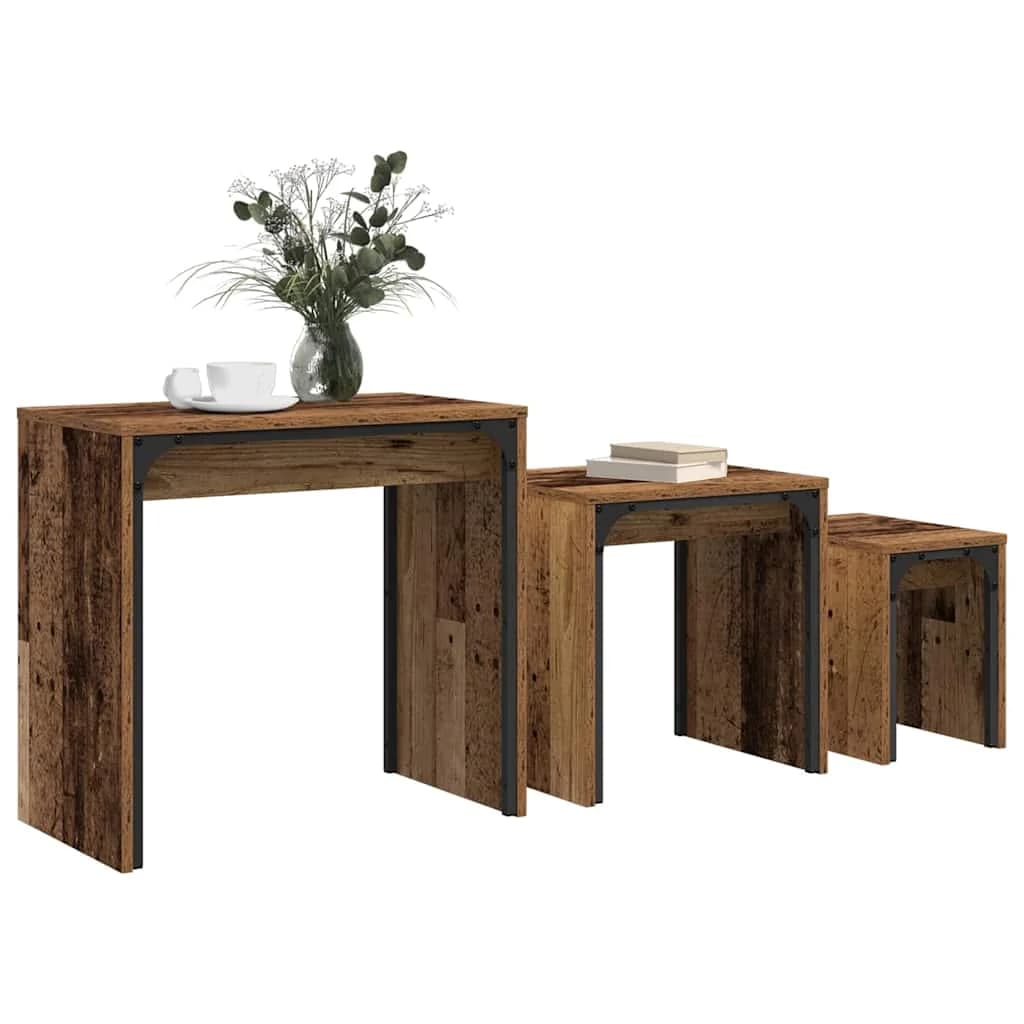 Klubska miza 3 kos Star les 60 x 35 x 56 cm Inženirski les - slika 3