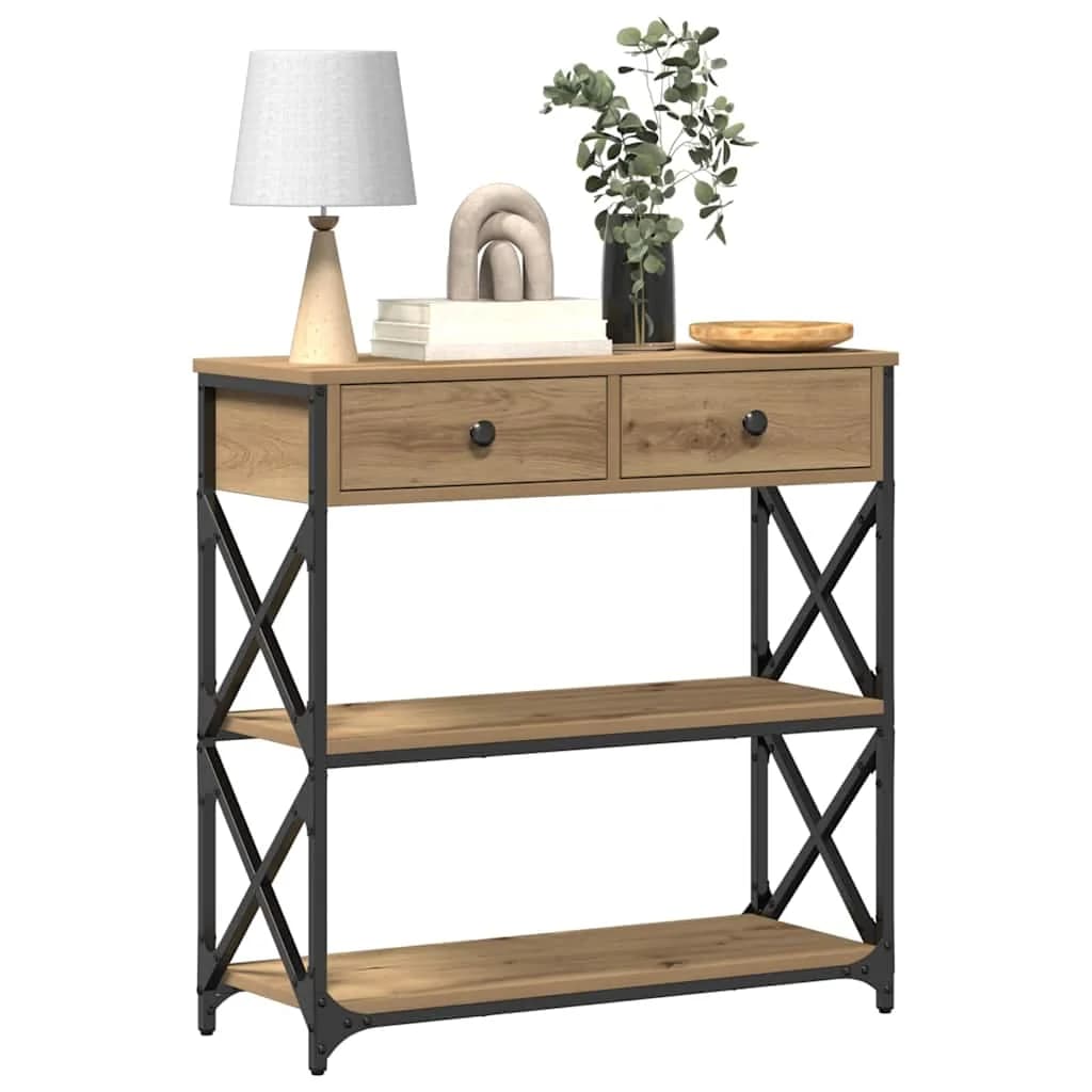 Konzolna miza artisan hrast 75 x 28 x 75 cm - slika 3