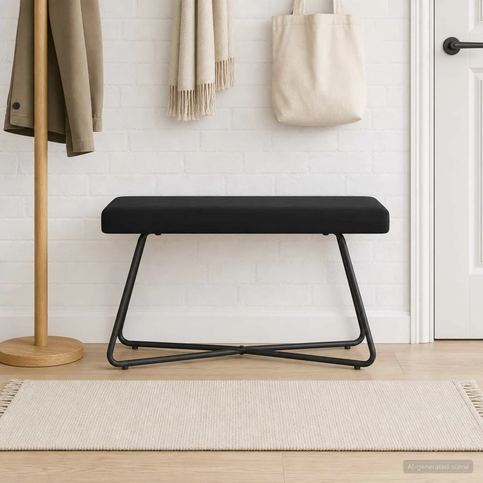 klop Črna 80 x 40 x 45 cm Žamet - slika 3