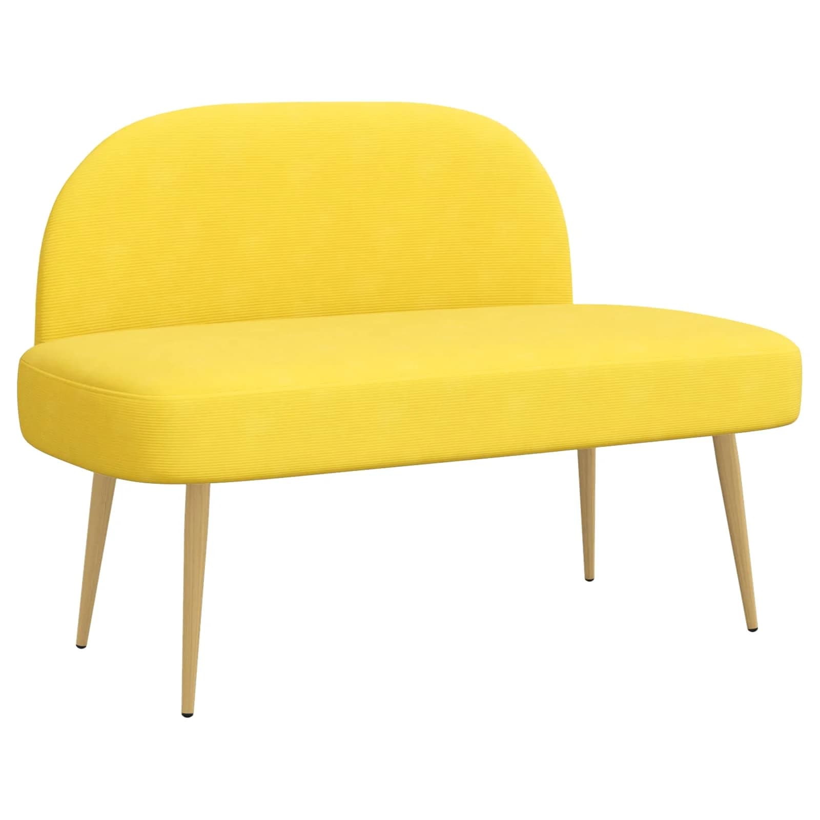 Oblazinjena klop z naslonom Svetlo rumena 110 x 60 x 76 cm - slika 2