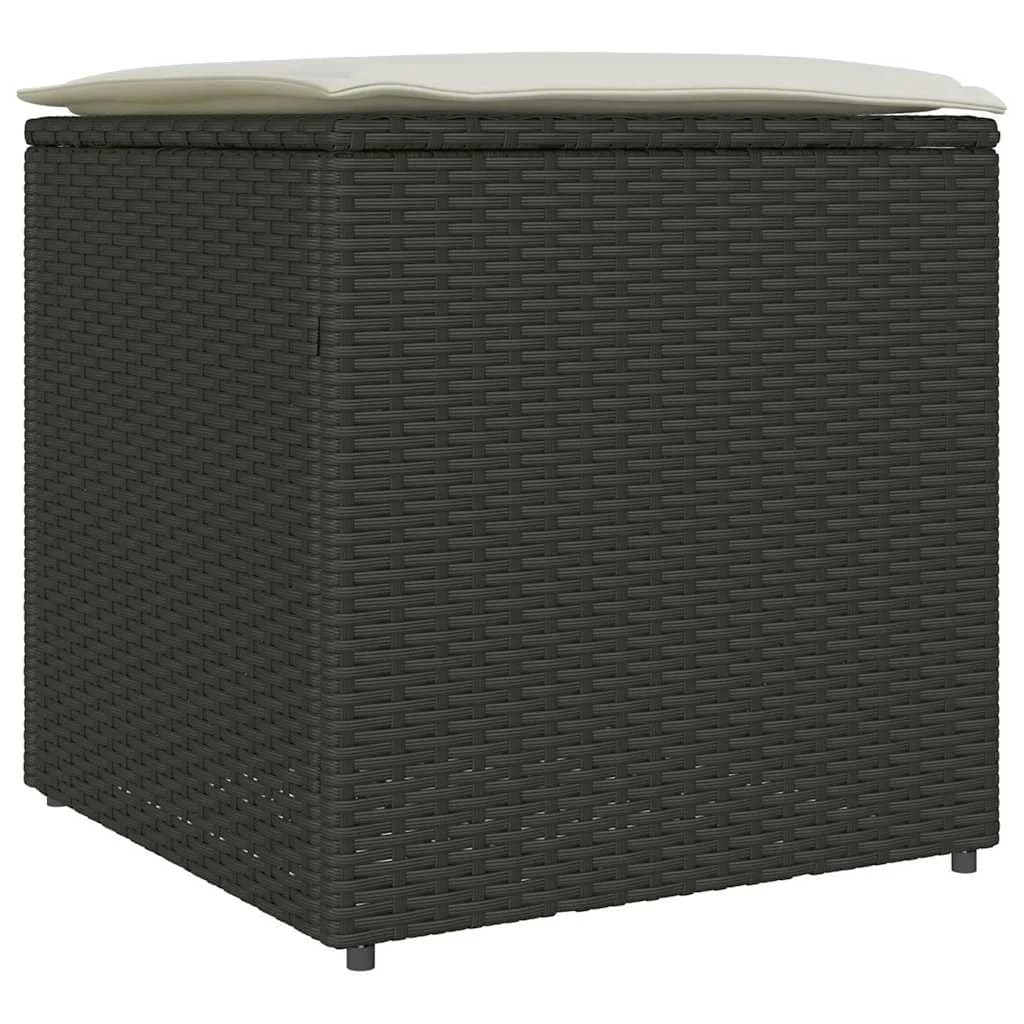 Škatla za blazine Črna 50 x 50 x 50 cm poli ratan - slika 2