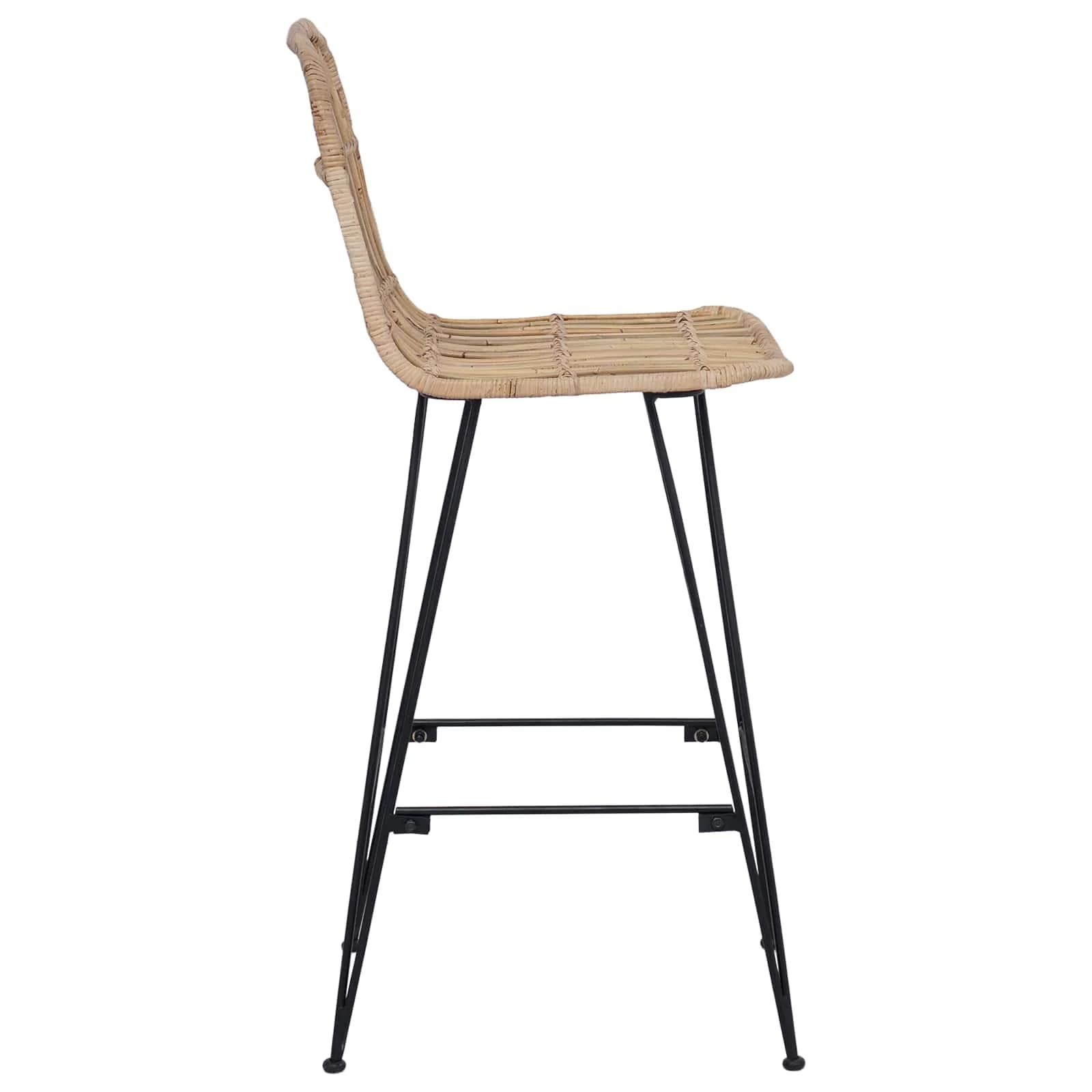 Barski stol 2 kos Naravna 44 x 55 x 109 cm Rattan in jeklo - slika 6