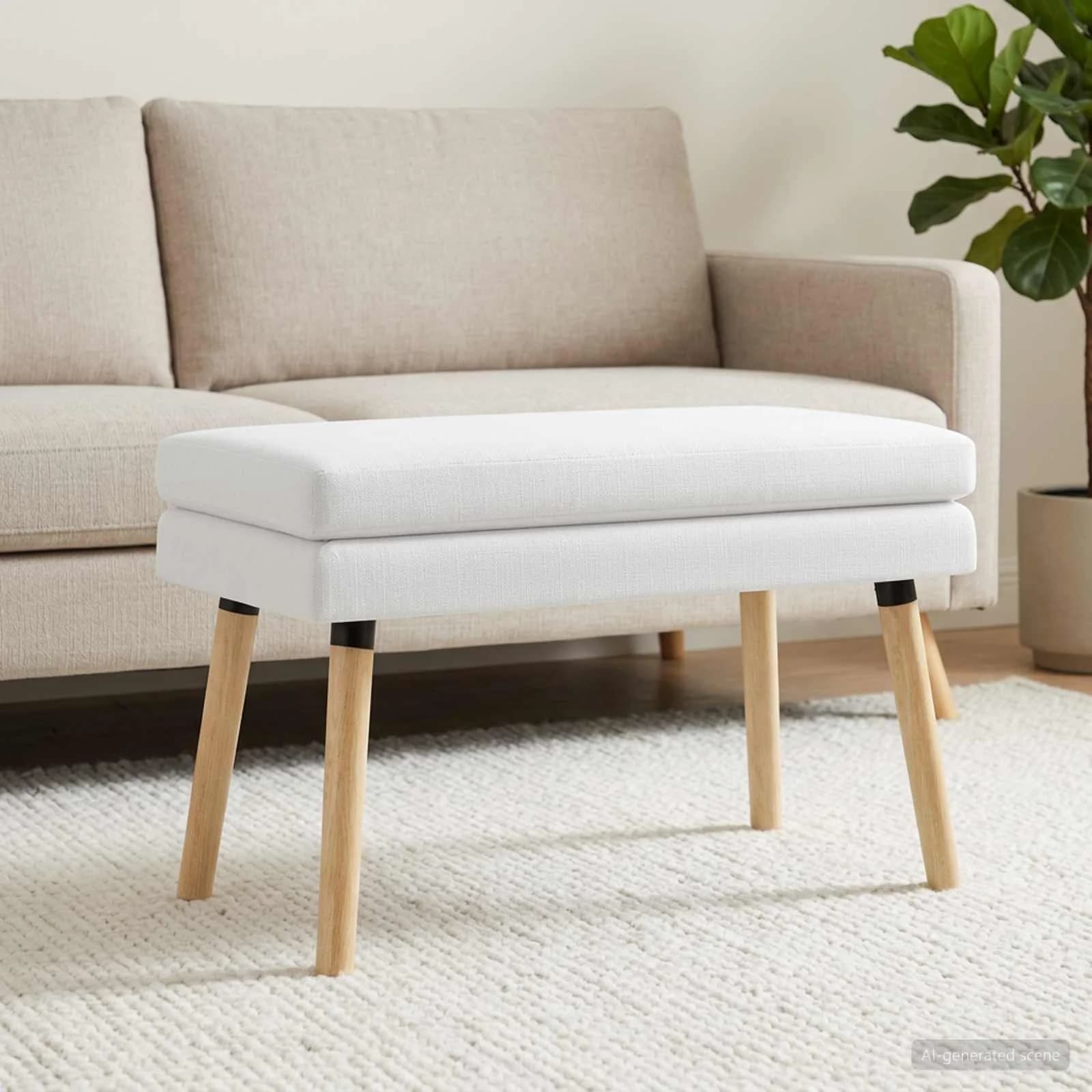 Dvojna klop Bela 80 x 40 x 47 cm Blago - slika 3
