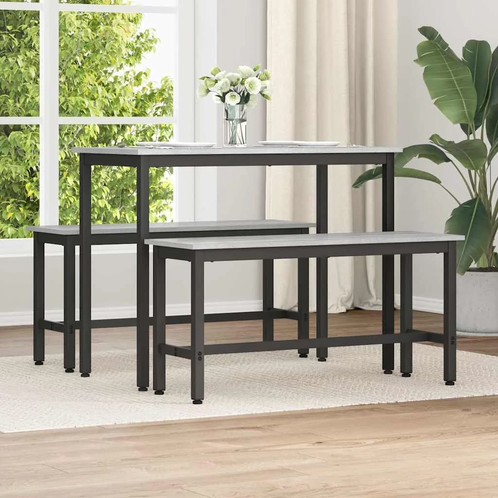 Jedilna klop 100 x 32,5 x 48,5 cm 2 kos Inženirski les in jeklo