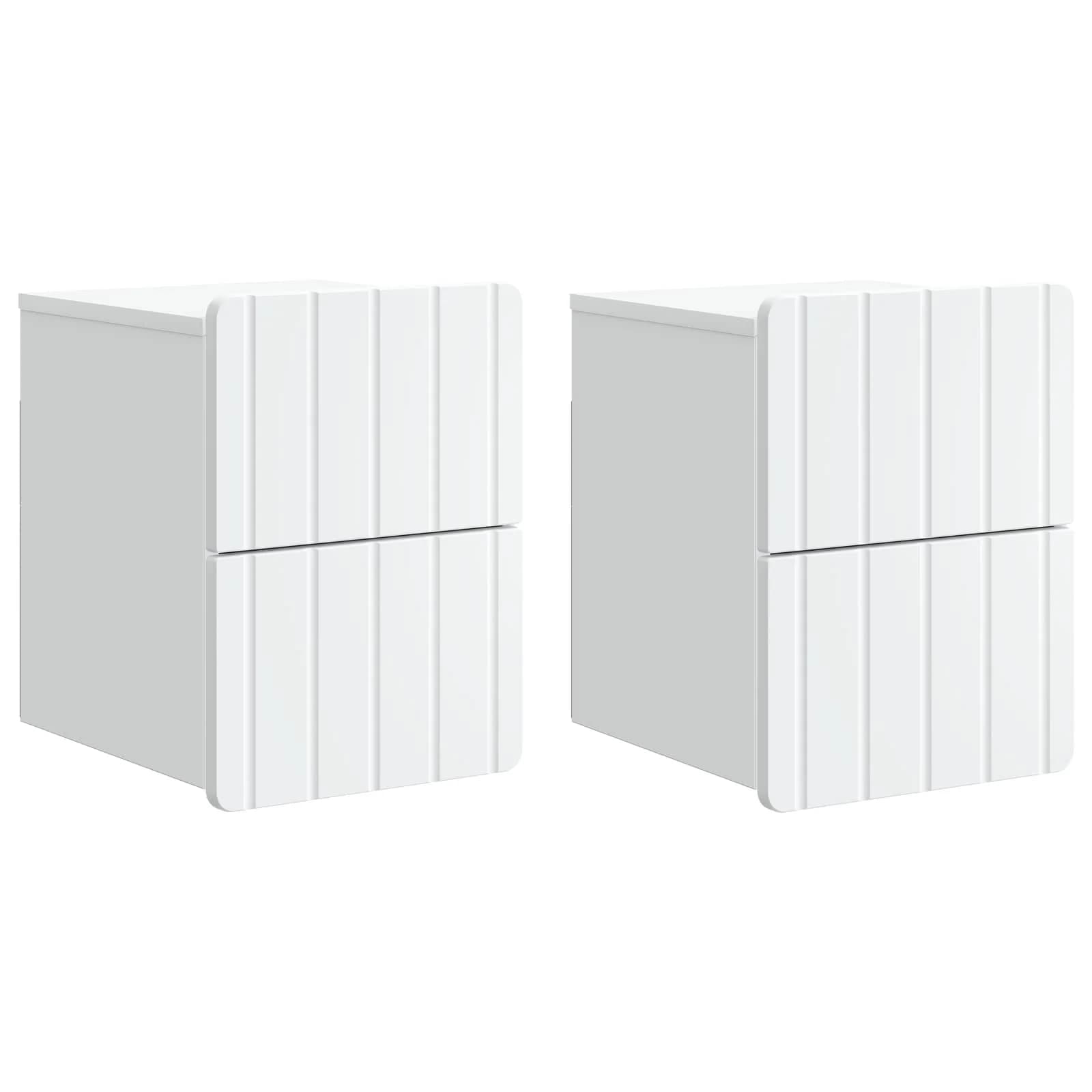 Stenski nočni omarici 2 kos Bela 33 x 34,5 x 43 cm - slika 2