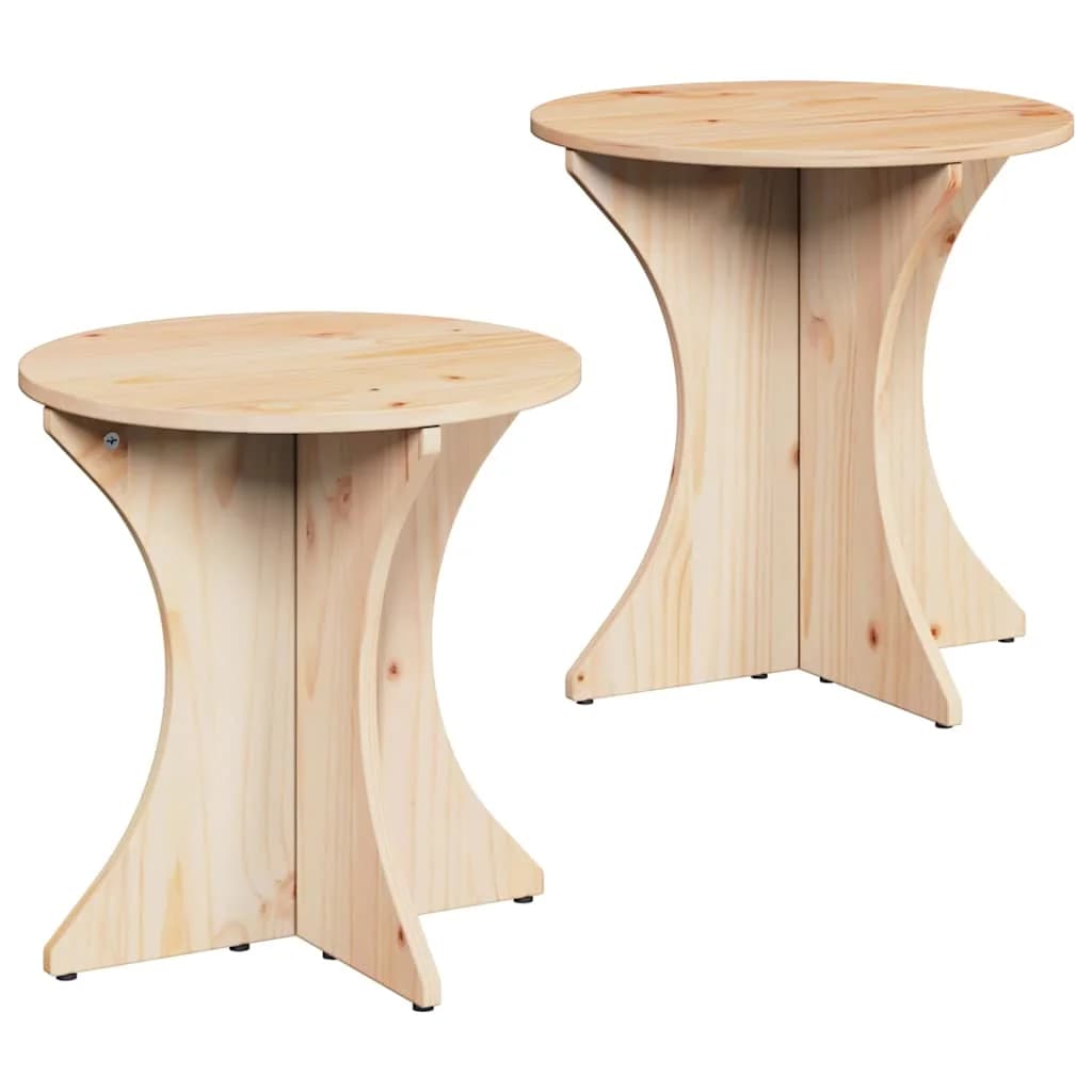 Klubska miza 2 kos Naravna 46 x 46 x 47 cm Trdna borovina - slika 2