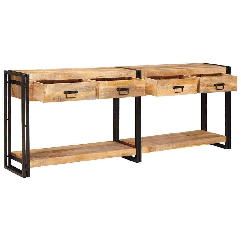 Konzolne mizice 2 kos Rjava 200 x 33 x 75 cm Masiven les manga - slika 4