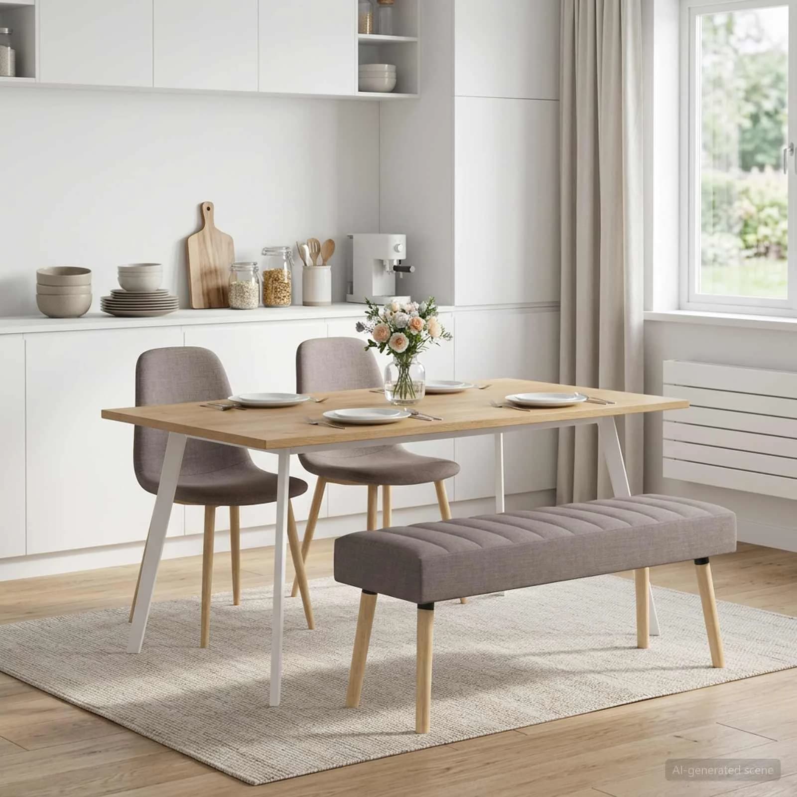 Bench z kanalnim oblazinjenjem Taupe 110 x 40 x 46 cm Blago - slika 4