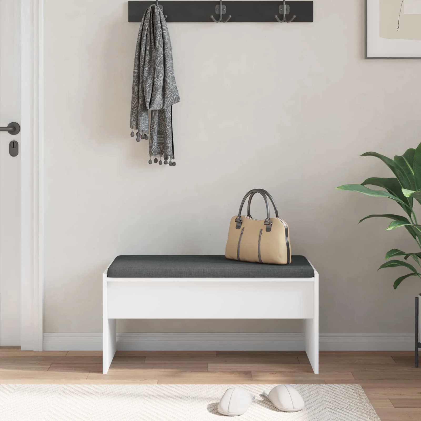 Haldna klop z blazino Bela 80 x 38 x 46 cm - slika 4