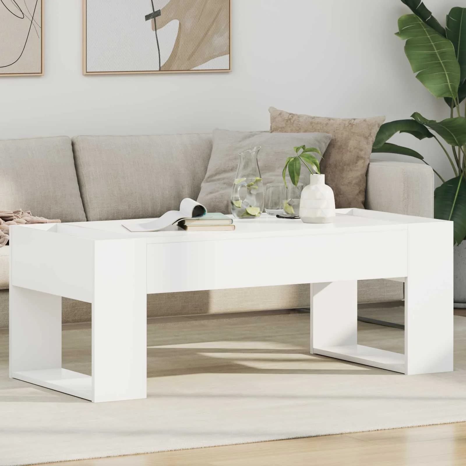 Klubska miza Bela 110 x 50 x 41 cm Inženirski les