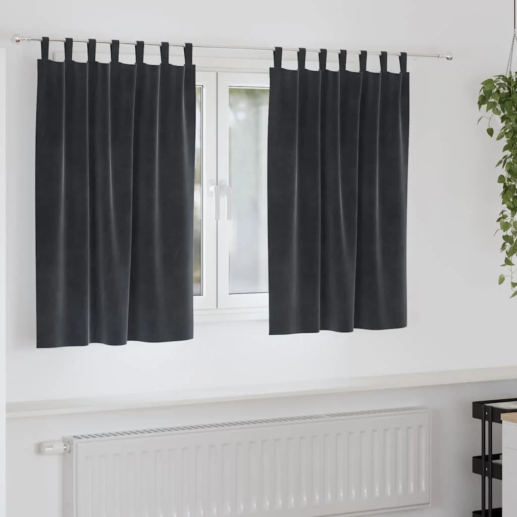 Zatemnitvene zavese 2 kos Temno siva 140 x 140 cm Žamet