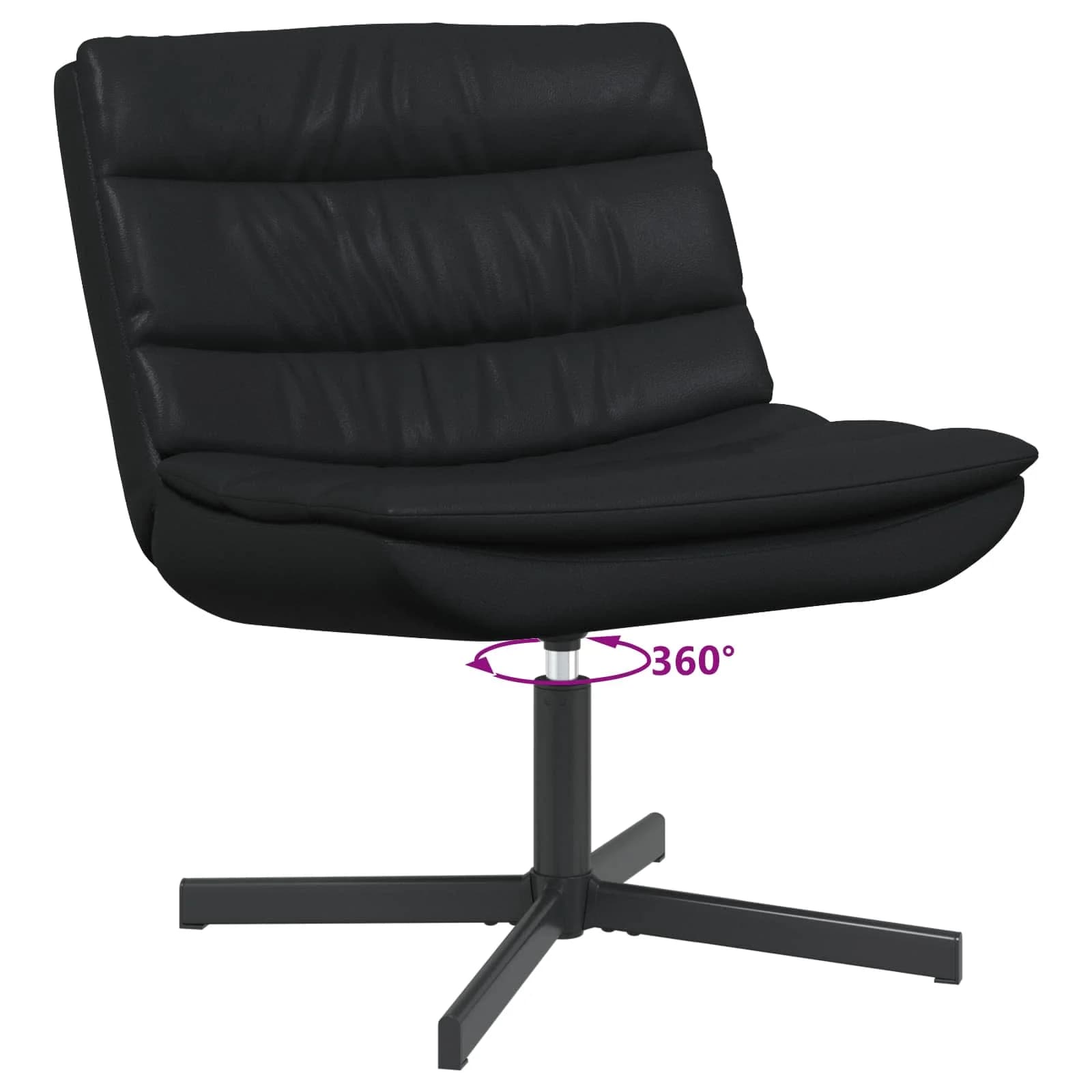 Vrtljiv stol Črna 63 x 75 x 76 cm Svetleč PU - slika 5