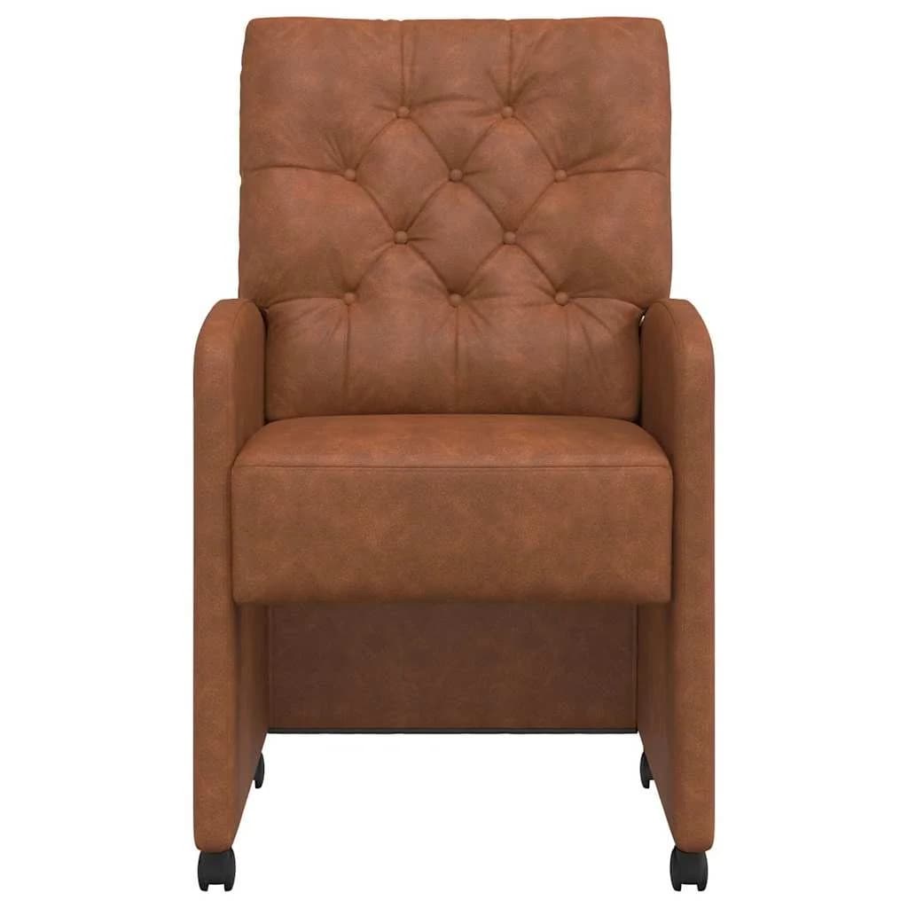Jedilni stoli s kolesi 2 kos Umetna koža Rjava 58 x 67 x 97 cm - slika 4