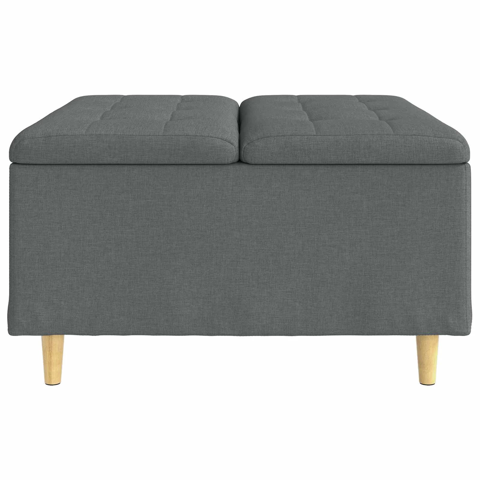 Shranjevalna tabureta Temno siva 80 x 80 x 45 cm blago - slika 5