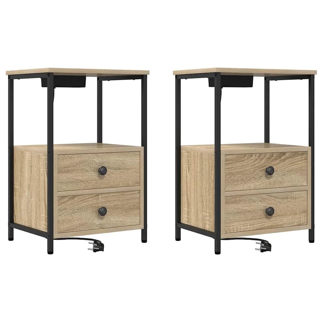 Nočna omarica 2 kos Sonoma hrast 40 x 31 x 60 cm Inženirski les - slika 2