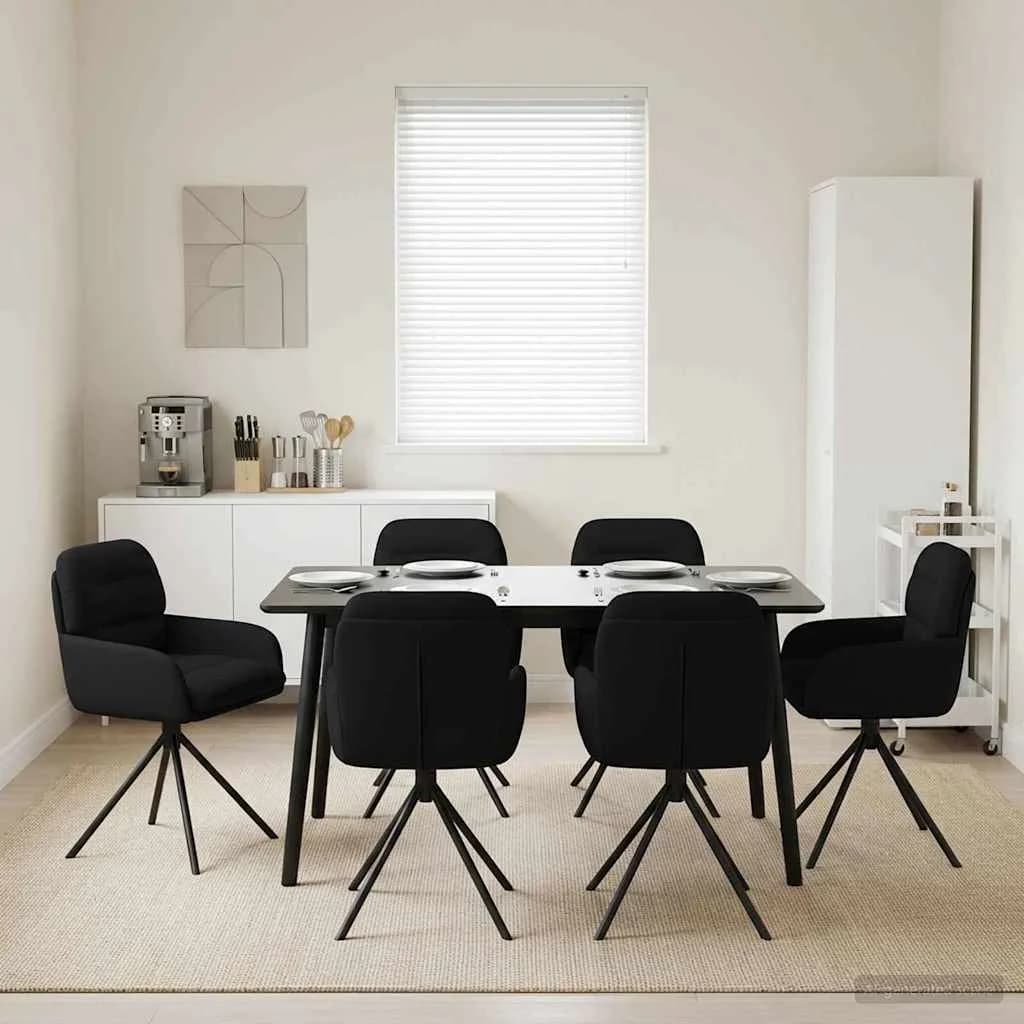 Vrtilne jedilne stole 6 kos Umetno usnje Črna 59 x 59,5 x 90 cm