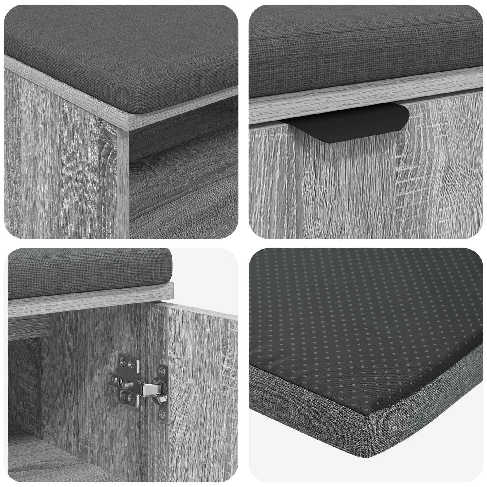 Haldna klop z blazino s polico Siva Sonoma 60 x 38 x 46 cm - slika 9