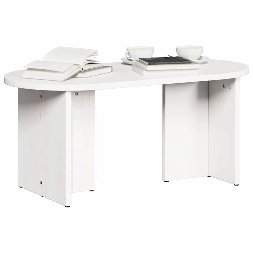 Klubska miza Bela 80 x 39,5 x 35 cm Trden borov les - slika 3