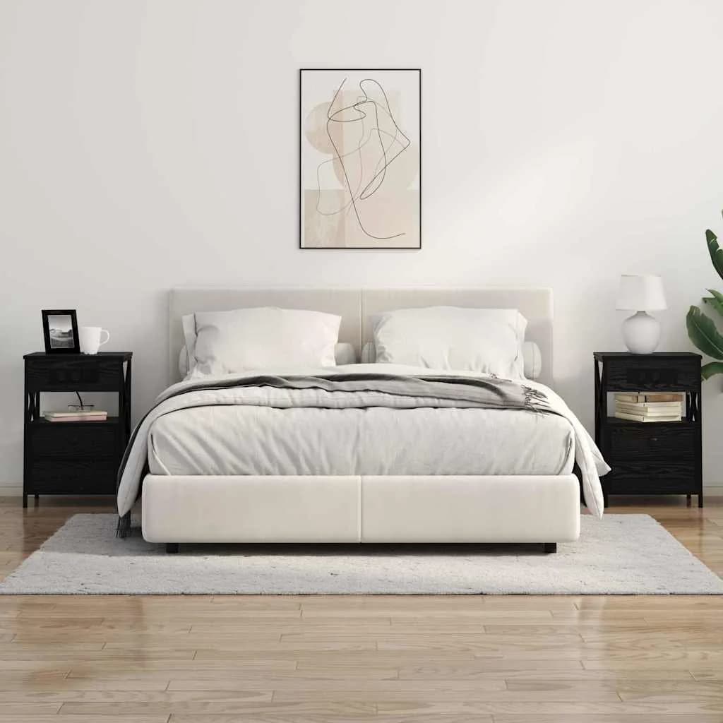 Nočna omarica 2 kos Črna Orehovina 40 x 31 x 60 cm - slika 4
