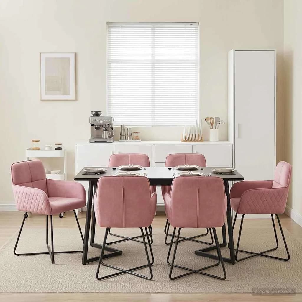 Jedilni stoli 6 kos Žamet Roza 59 x 56,5 x 86 cm