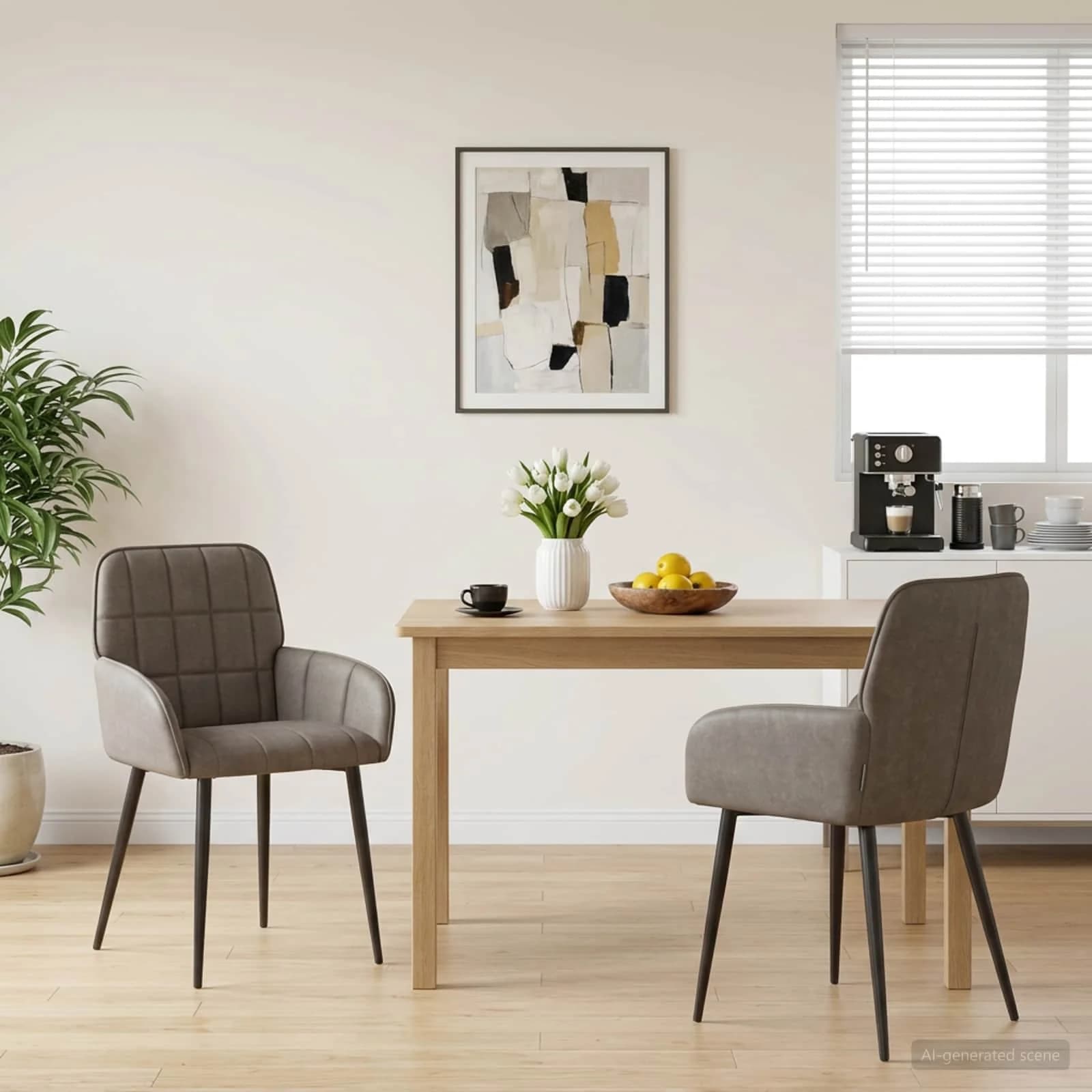Jedilni stoli 2 kos Umetno usnje Siva 57 x 50 x 85 cm