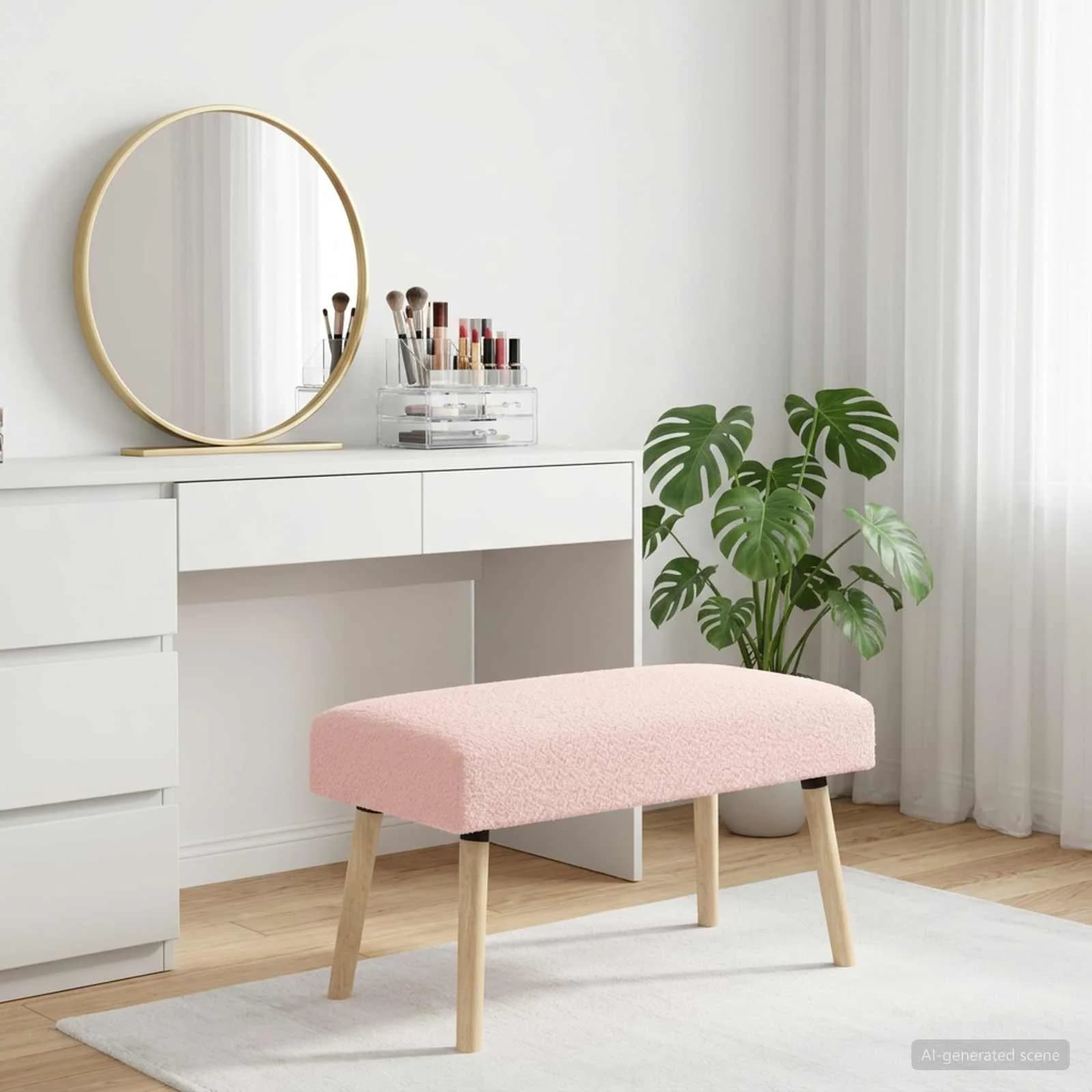 klop Enobarvno Roza 80 x 40 x 46 cm Bouclé - slika 3