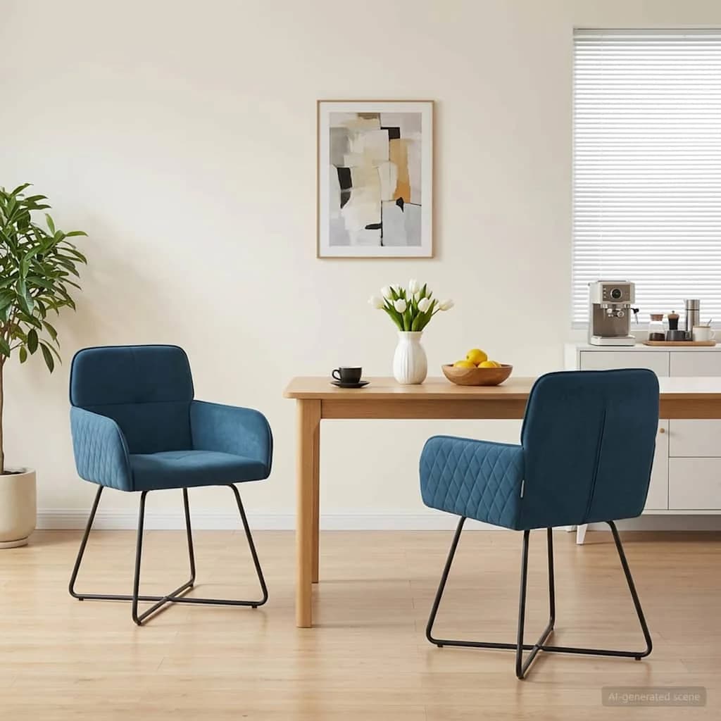 Jedilni stoli 2 kos Žamet Modra 59 x 56,5 x 86 cm