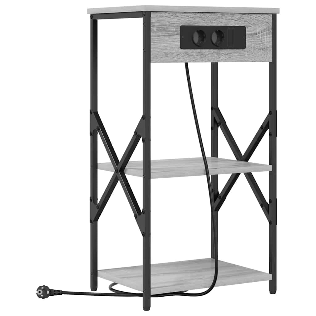Nočna omarica 2 kos Siva Sonoma 41 x 31 x 76 cm Inženirski les - slika 5