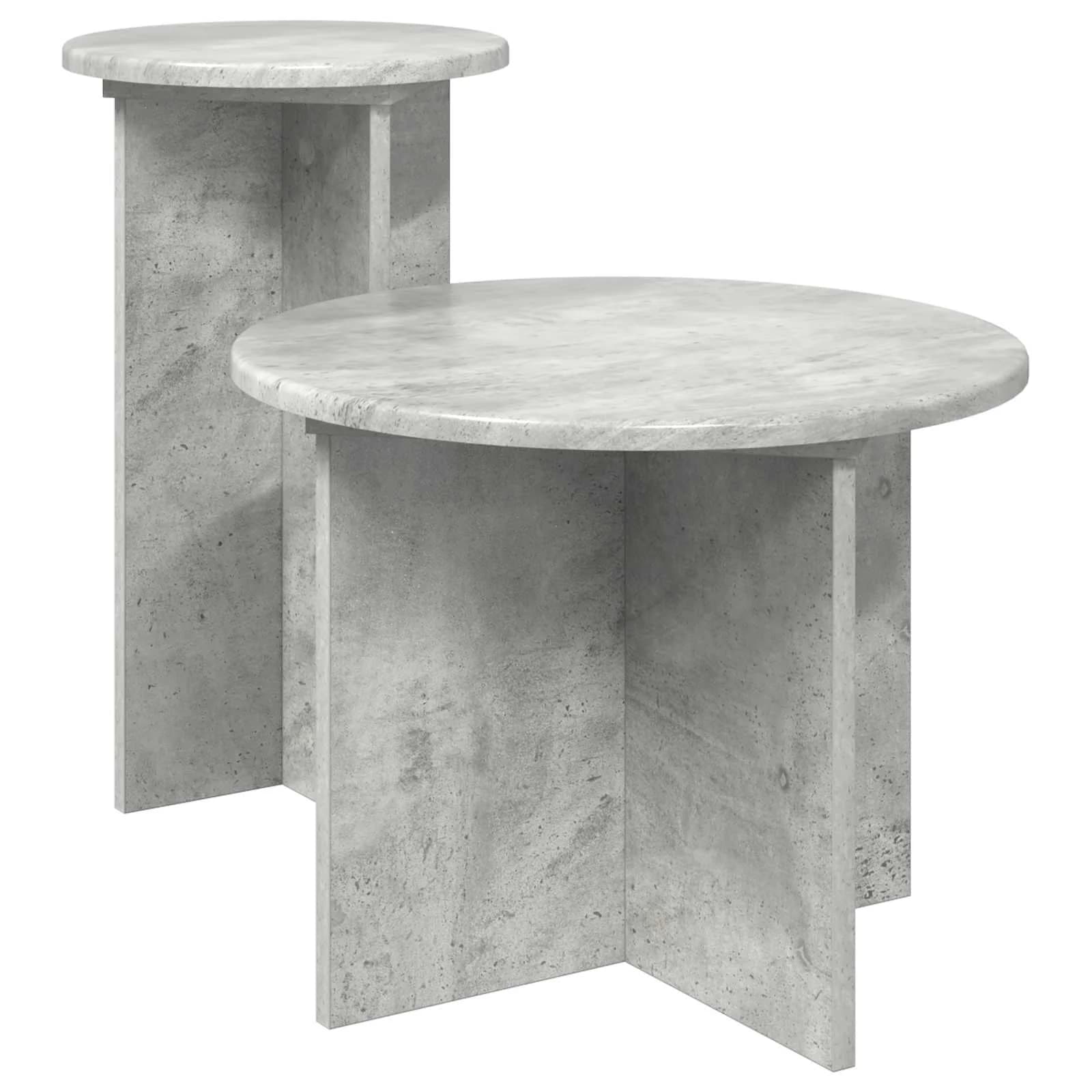 Komplet stranskih mizic 2 kos Betonsko siva Ø 45 x 35 cm - slika 2