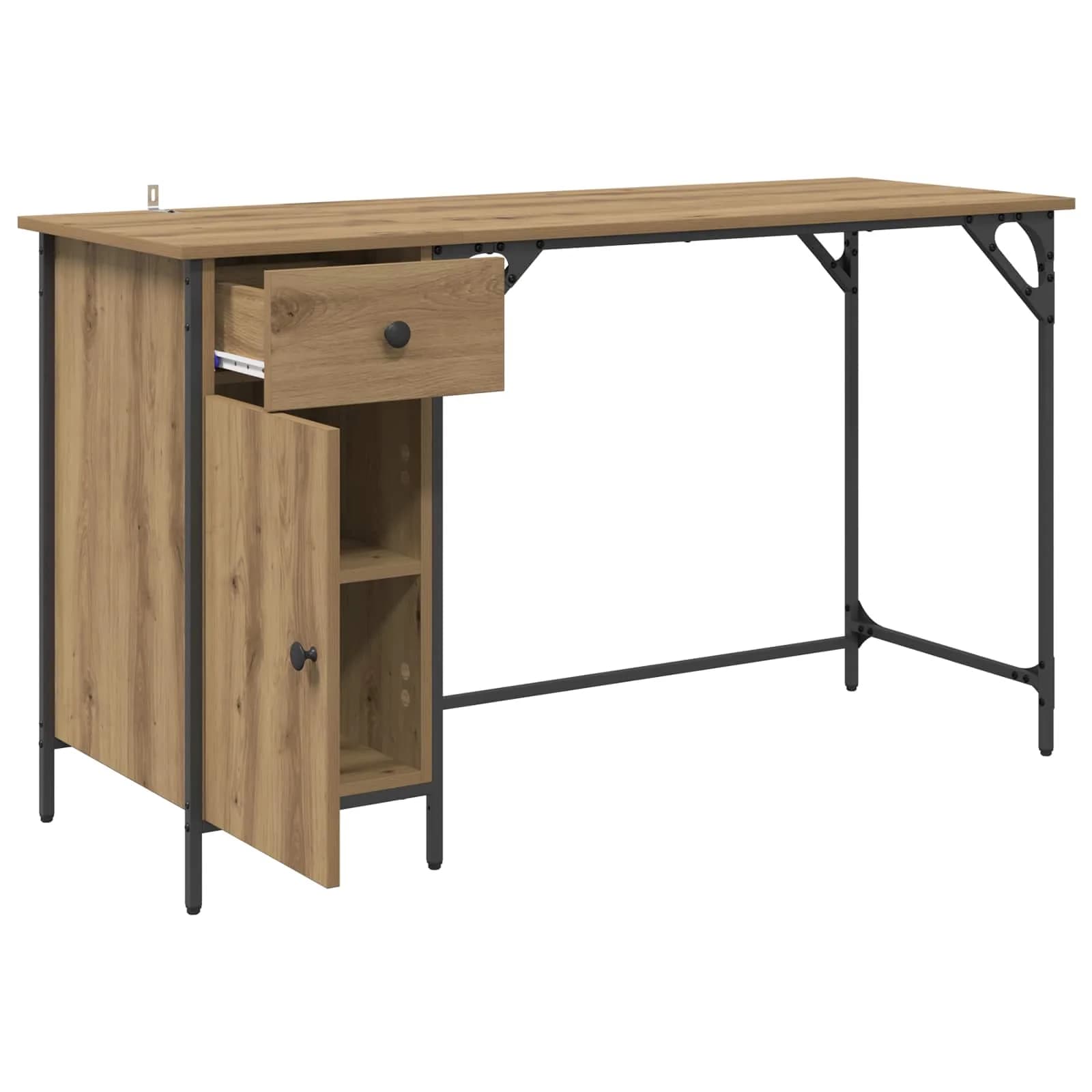 Računalniška miza Umetni hrast Inženirski les 131 x 48 x 75 cm - slika 5