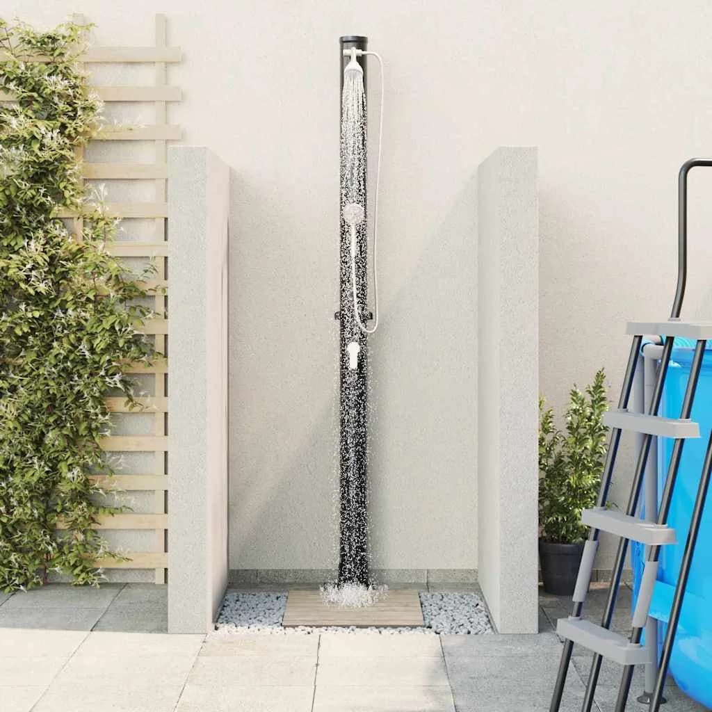 Zunanja sončna prha Črna 217 cm PVC in aluminij - slika 4