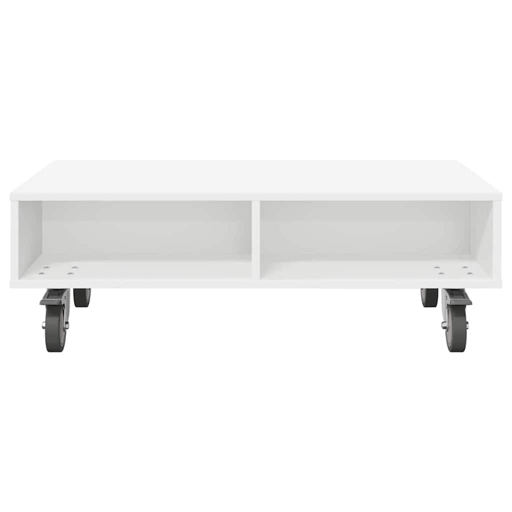 Stranska miza s kolesi Bela 90 x 50 x 30 cm Inženirski les - slika 5