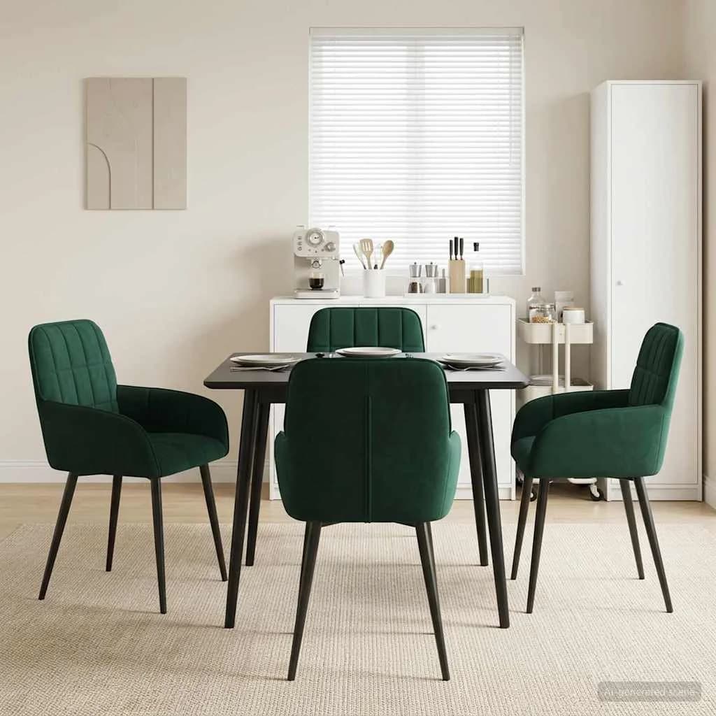 Jedilni stoli 4 kos Žamet Temno zelena 57 x 50 x 85 cm