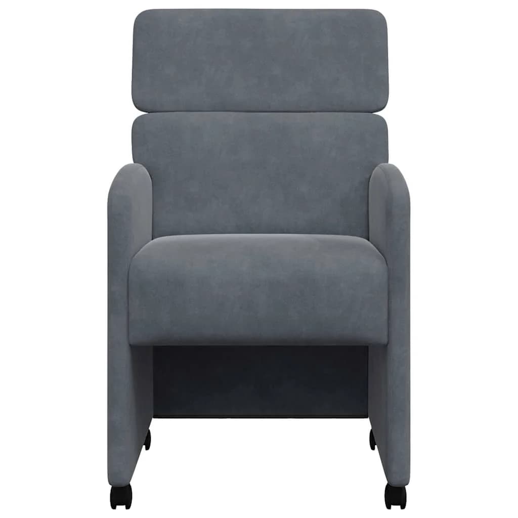 Jedilni stoli s kolesi 2 kos Žamet Temno siva 58 x 65 x 98 cm - slika 4