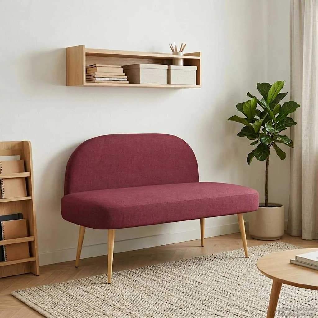 Oblazinjena klop z naslonom vinsko rdeča 110 x 60 x 76 cm