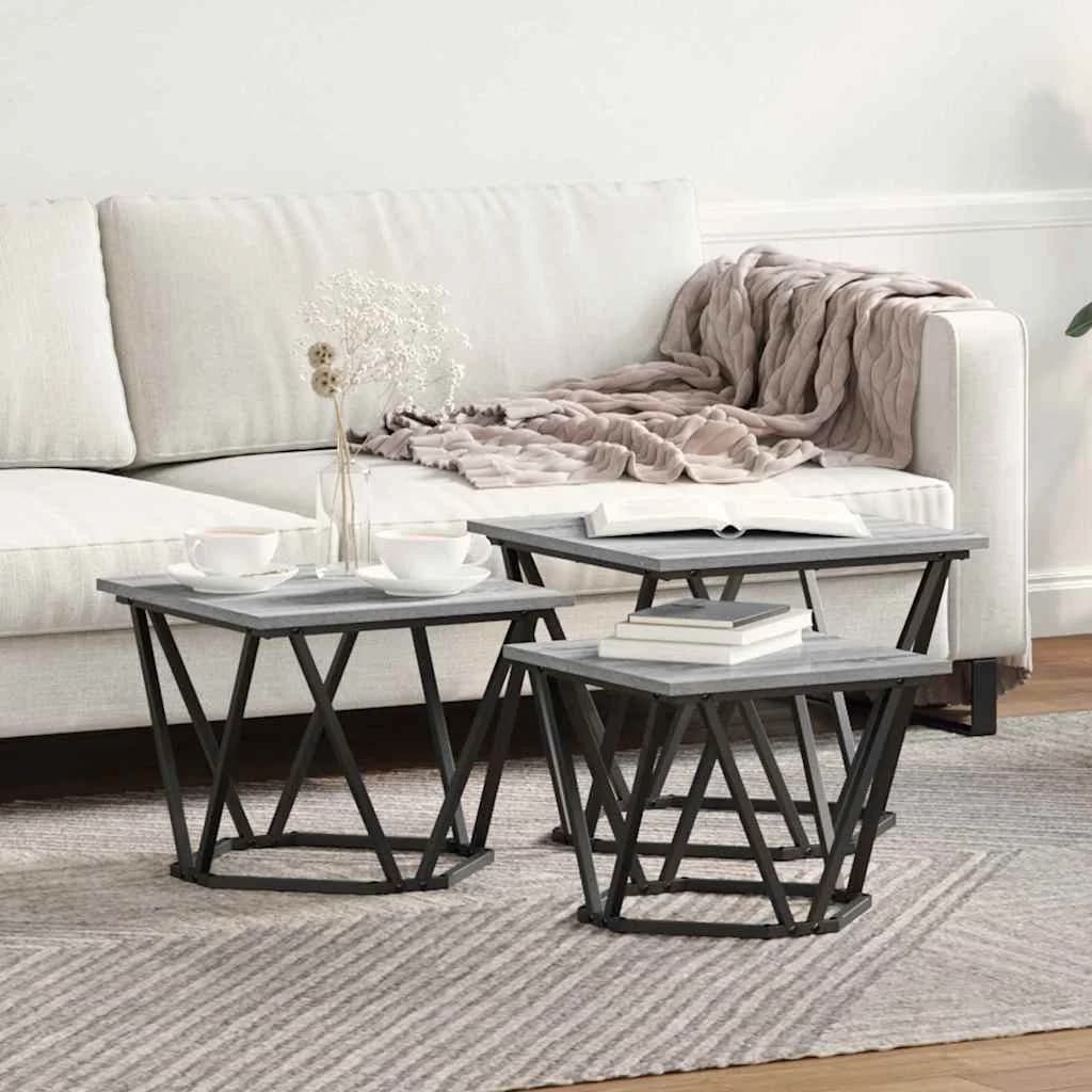 Klubska miza 3 kos Siva Sonoma 50 x 50 x 40 cm