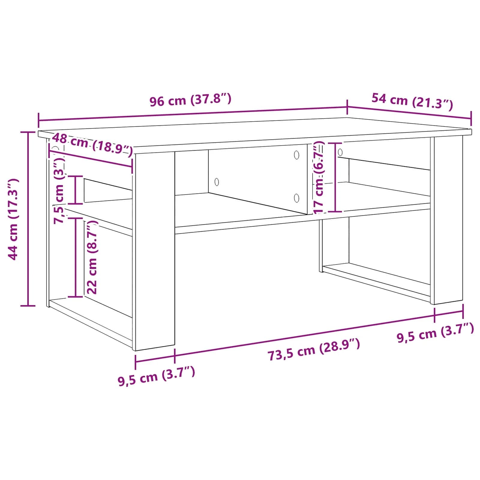 Klubska miza Betonsko siva 96 x 54 x 44 cm Inženirski les - slika 11