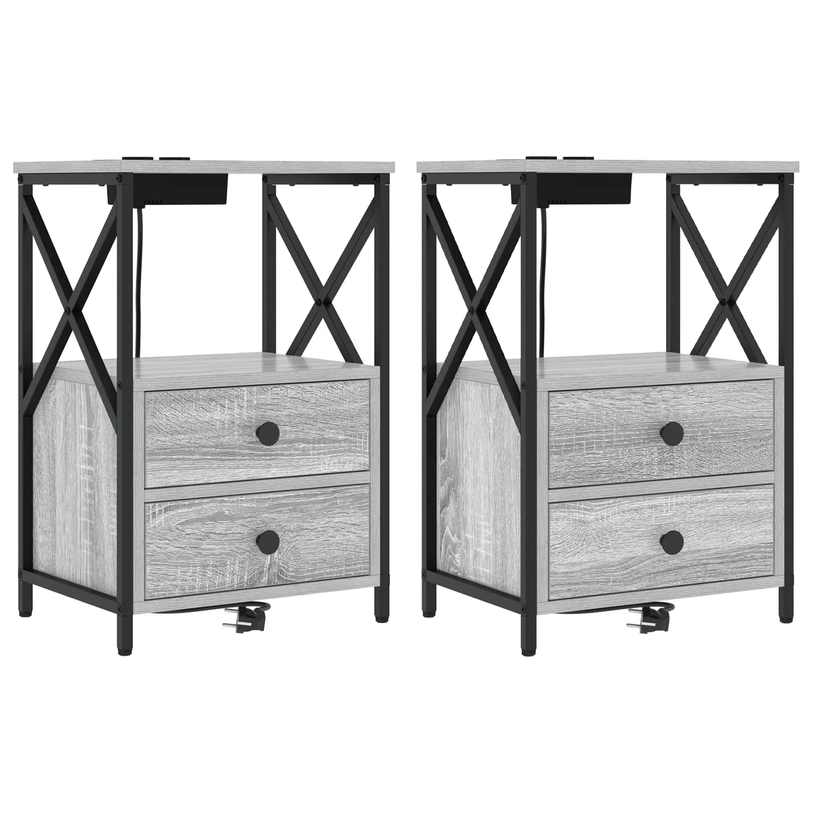 Nočna omarica 2 kos Siva Sonoma 40 x 31 x 60 cm Inženirski les