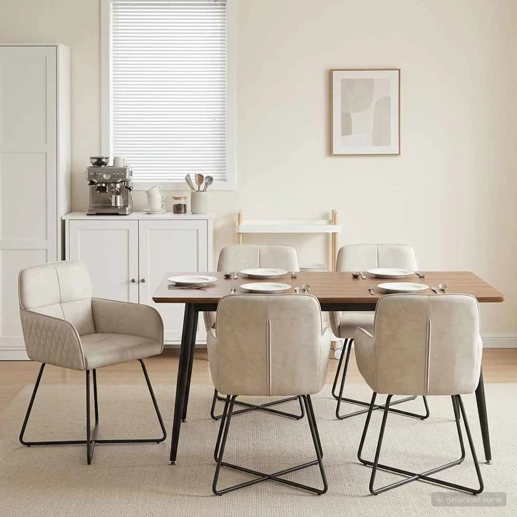 Jedilni stoli 6 kos Žamet Krem 59 x 56,5 x 86 cm