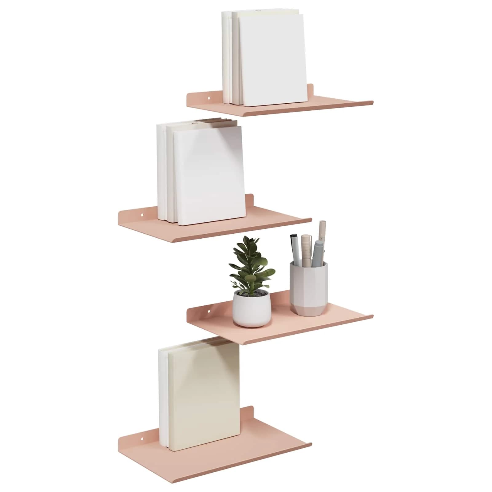 Ležeča polica Montaža za steno 4 kos Roza 30 x 18 x 2,5 cm - slika 3