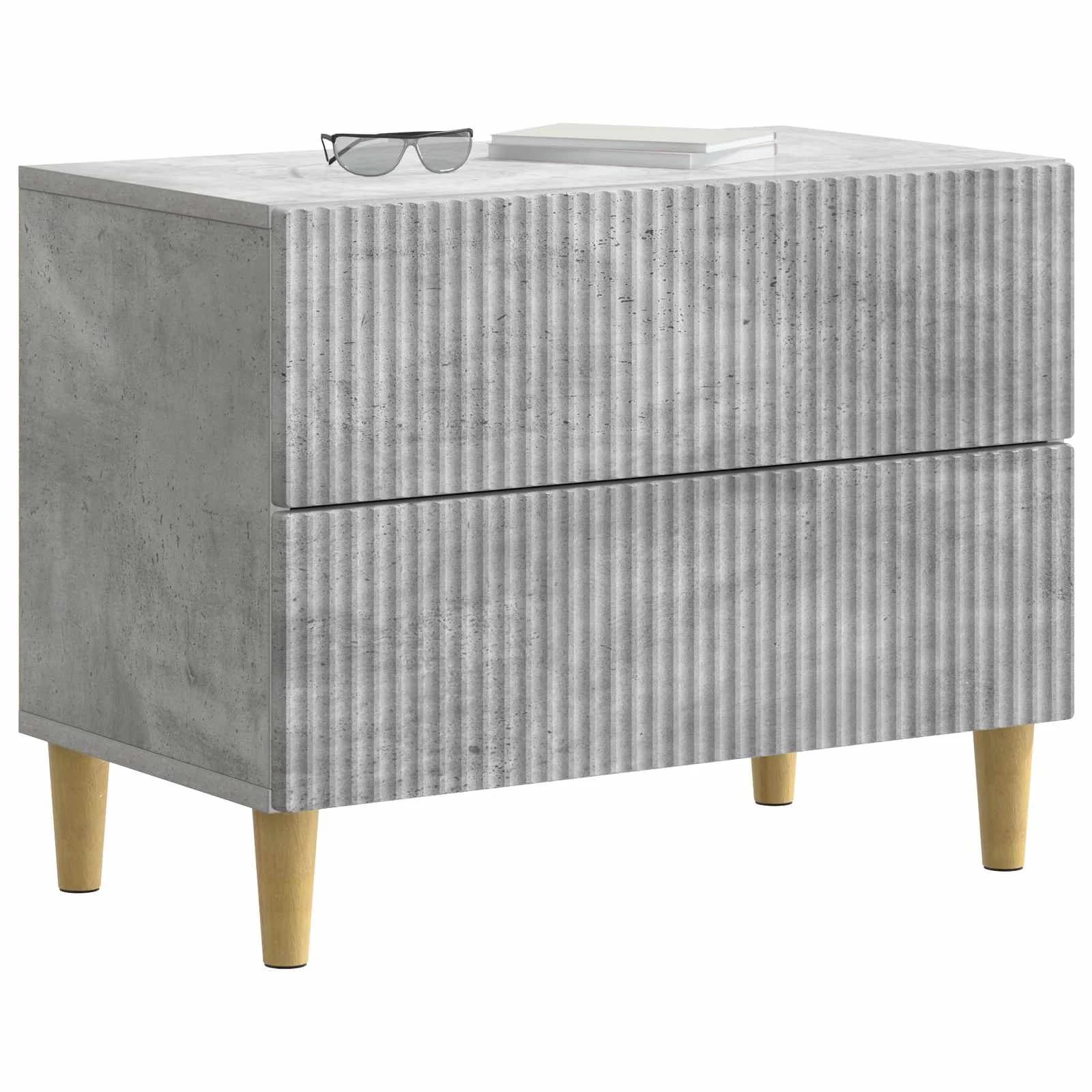 Nočna omarica Betonsko siva 62 x 34,5 x 48 cm Inženirski les - slika 3