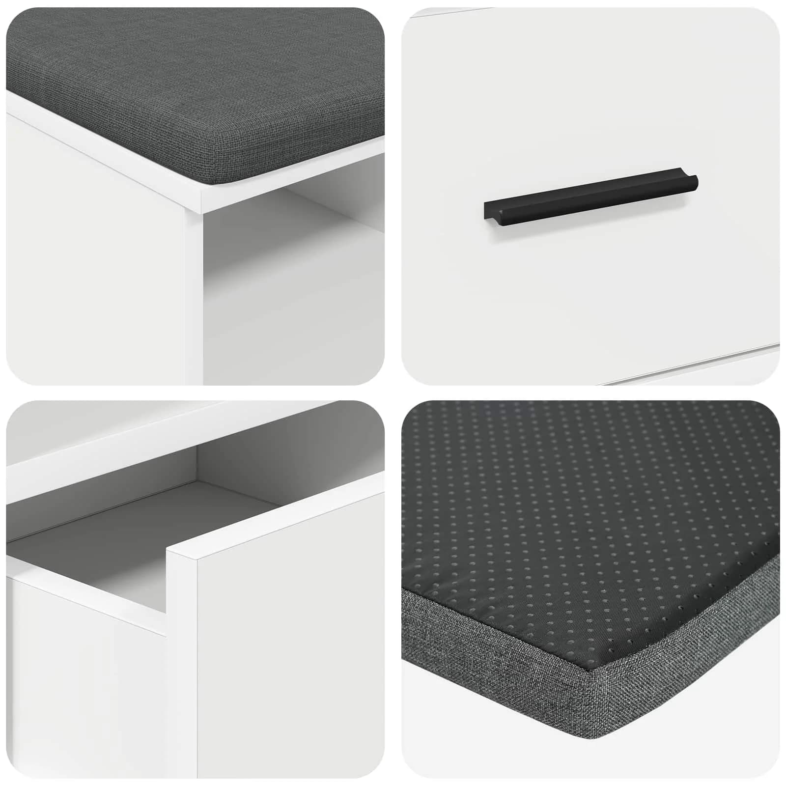Haldna klop Bela 80 x 38 x 46 cm Oblikovan Les in Tkanina - slika 9