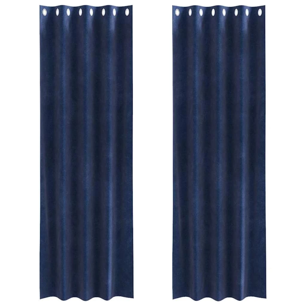 Zatemnitvene zavese 2 kos Temno modra 140 x 245 cm Žamet - slika 2